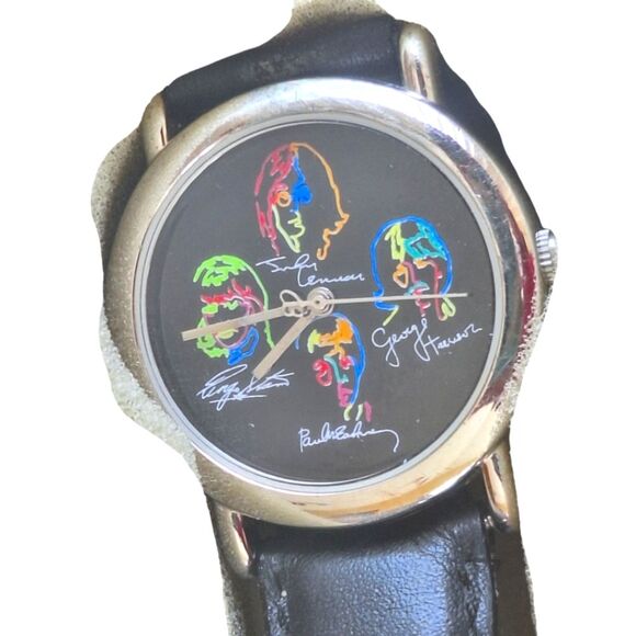 The Beatles Watch in wooden guitar case Apple Stainless Japan 9" Collectible - Picture 2 of 16